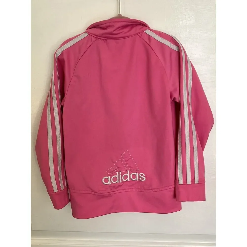 ADIDAS Pink Track Jacket Full Zip Athleisure Toddler Kids Girls Fall Spring 4